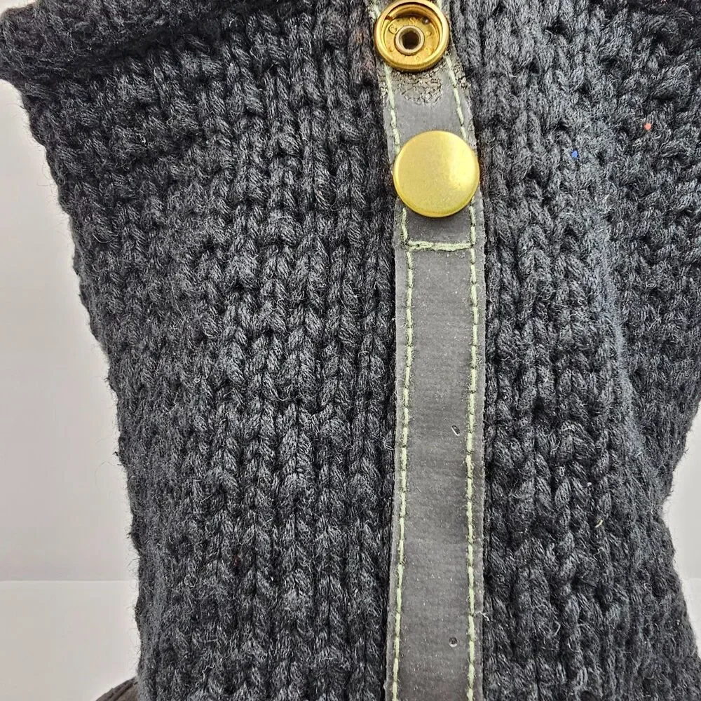 Simple Shoes Cable Knit Sweater Sock Boots Womens Size 8 Black Gray Leather